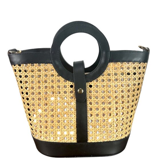 Rose Black Italian Leather Handbag – Elegant Top Handle & Shoulder Bag for Women - Picture 2 of 9